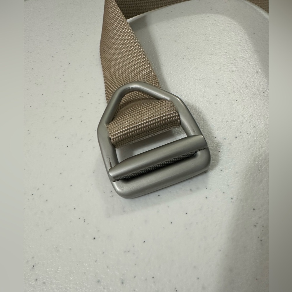 Bison Beige nylon Belt with Silver Buckle - Picture 6 of 9